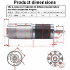 12V24VDC 775 Long life Ultra High torque forward and reverse 42mm planetary brush reduction motor Planetary gear DC low speed