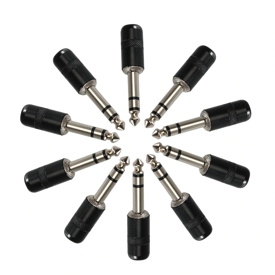 Pro C Mini Short Barrel 1/4 Inch 6.35mm Connector Jack Plug Black Nickel for Audio Guitar Effect Patch Cable TS TRS