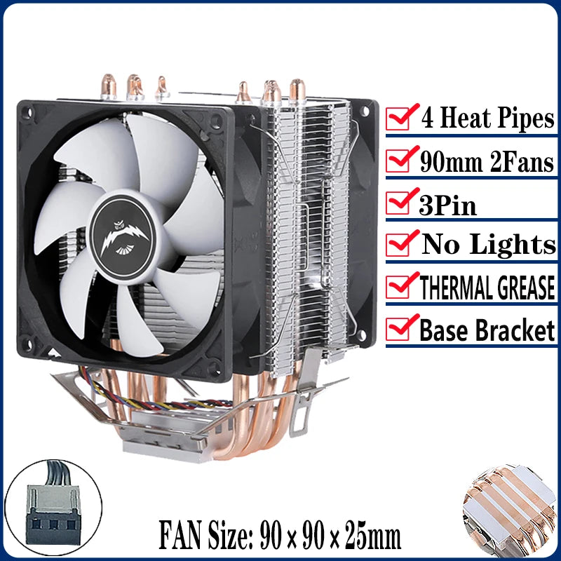 QiuzAim Air-cooled Radiator 2/4/6 Heat Pipe Computer Processor CPU Fan Compatible LGA115x 1200 1700 2011 2066 X79 X99 E5 AM4 AM5