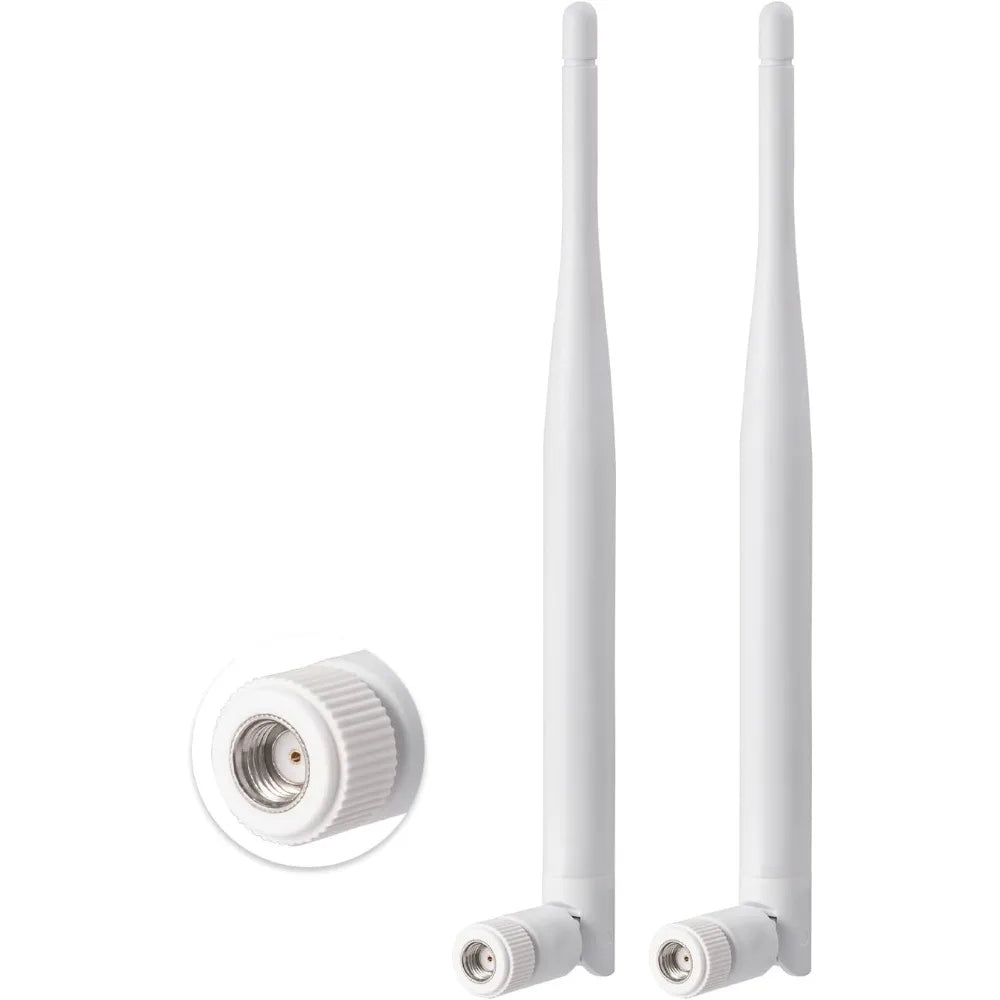 2.4G 5.8G WiFi Antenna 6dBi 2.4GHz 5GHz White Rubber Antennae RP SMA Male for Security Camera Surveillance Recorder WiFi Router