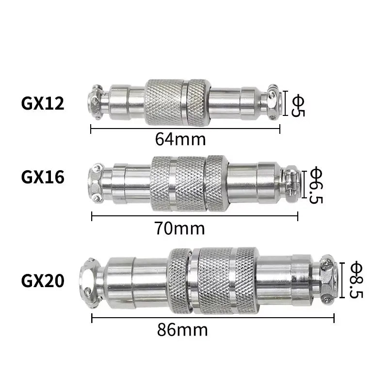 Aviation Plug GX12 GX16 GX20 Butt Soldering Socket 2/3/4/5/6/7/8/9/10Pin Wire Docking Connectors