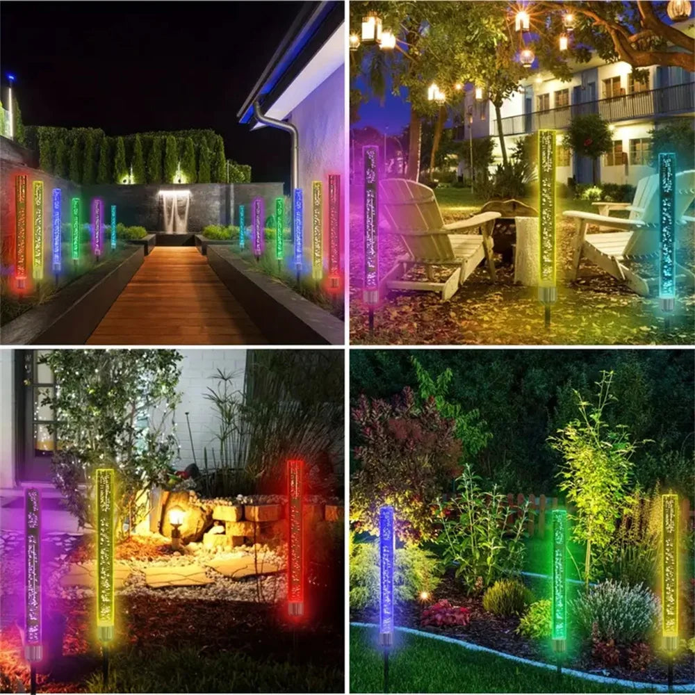 1/2/4PC Solar Reed Lamp Bubble Stick RGB Colorful Acrylic Courtyard Park Scenic Area Lawn Garden Insertion Landscape Lamp