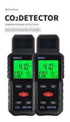 Indoor CO2 Meter Carbon Dioxide Sensor & Alarm NDIR Air Quality Monitor with Temp Humidity LCD Portable High Precision Detector