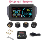 Smart Solar Power TPMS Car Tire Pressure Monitoring System Alarm Tyre Air Pressure Meter Gauge Temperature Warning 4 Sensors