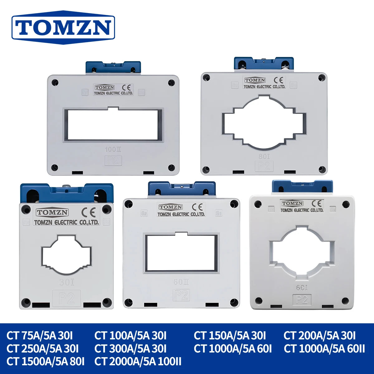 TOMZN Current Transformer 75/5A 2000/5A 1:400 1:15 CT 75A 100A 150A 200A 250A 1000A 1500A 2000A Factory Price Sealed Busbar Type