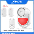 CPVAN PIR Infrared Motion Detector Alarm 120 high decibel Home burglar Alarm Motion Sensor with remote control and Door Sensor
