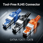 SUMMITEK CAT8 Cat7 CAT6A Tool-Free Connector RJ45 Termination Plug SFTP Zinc Alloy Shielded for Ethernet Cables POE