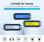 Waveshare LCD1602 I2C LCD Module 16x2 Character 3.3V/5V Backlight Adjustable for Arduino Raspberry Pi  5 Pico ESP32 Jetson Nano