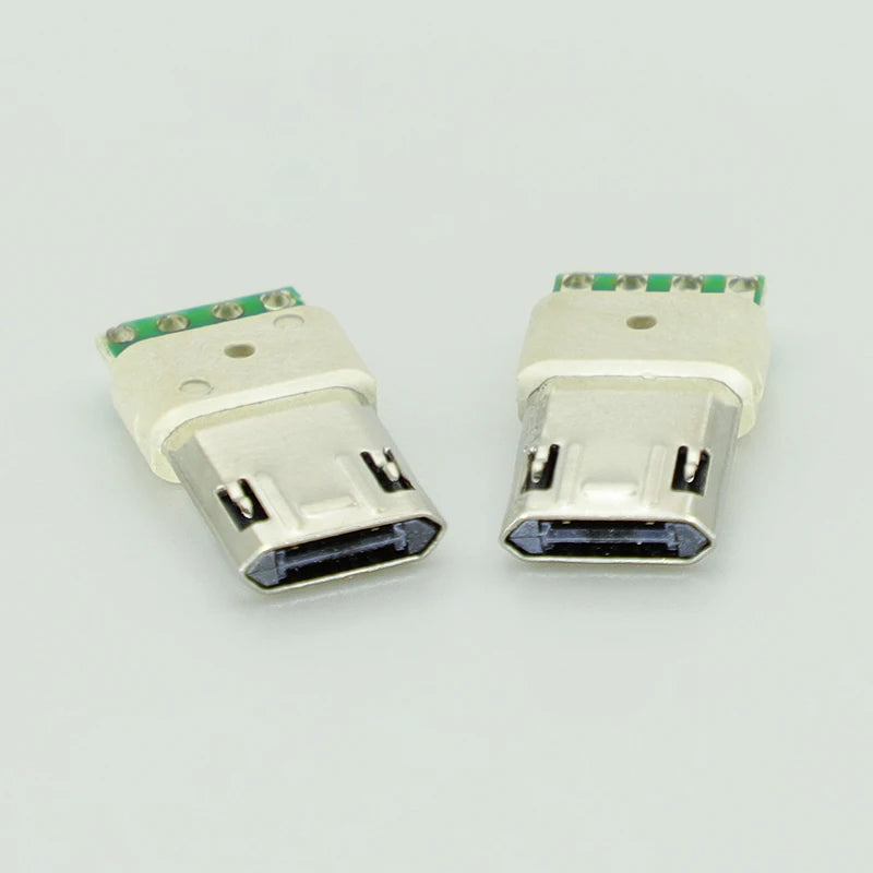 5/10PCS Micro USB 5Pin Male Plug With PCB Solder Plate Double-sided Micro 5P Connector Jack Port 4Pin Welding Wire Board Plug
