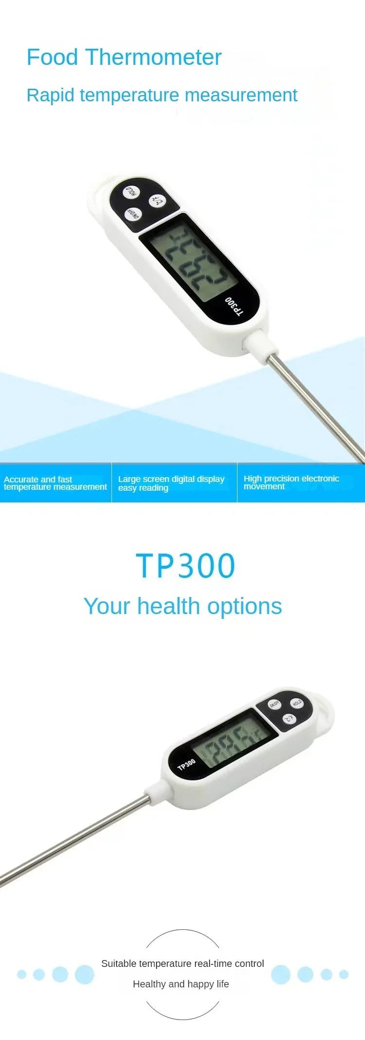 Stainless Steel Probe Type Household Food Thermometer Pen Type Milk Temperature Cooking Food Thermometer