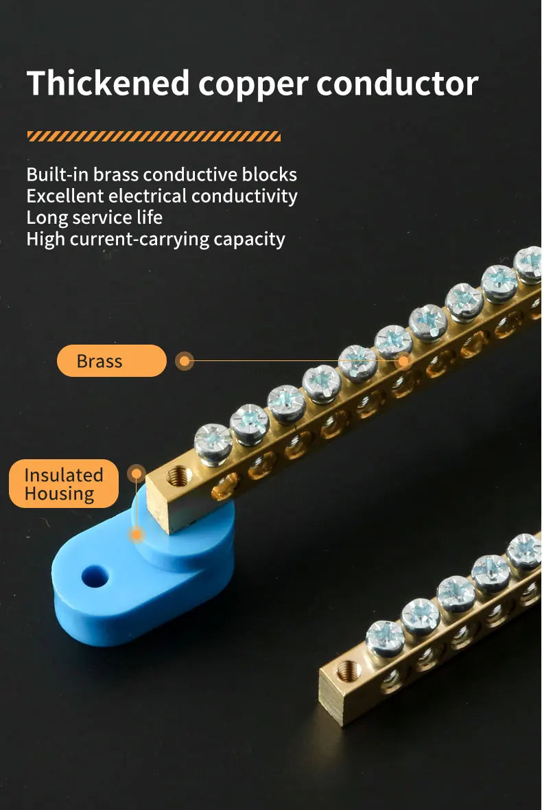 JINH High Bridge Type Grounding Busbar 6x9mm, 4/6/8/10/14/16 Poles, JHT6-0609, Terminal Strip for Distribution Box