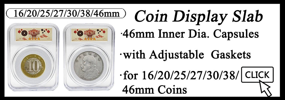 10Pcs Clear Collection Coin Holder Capsule with Display Stand and Gasket 17/20/25/27/30/33/38/40mm Coins Storage Organizer Box