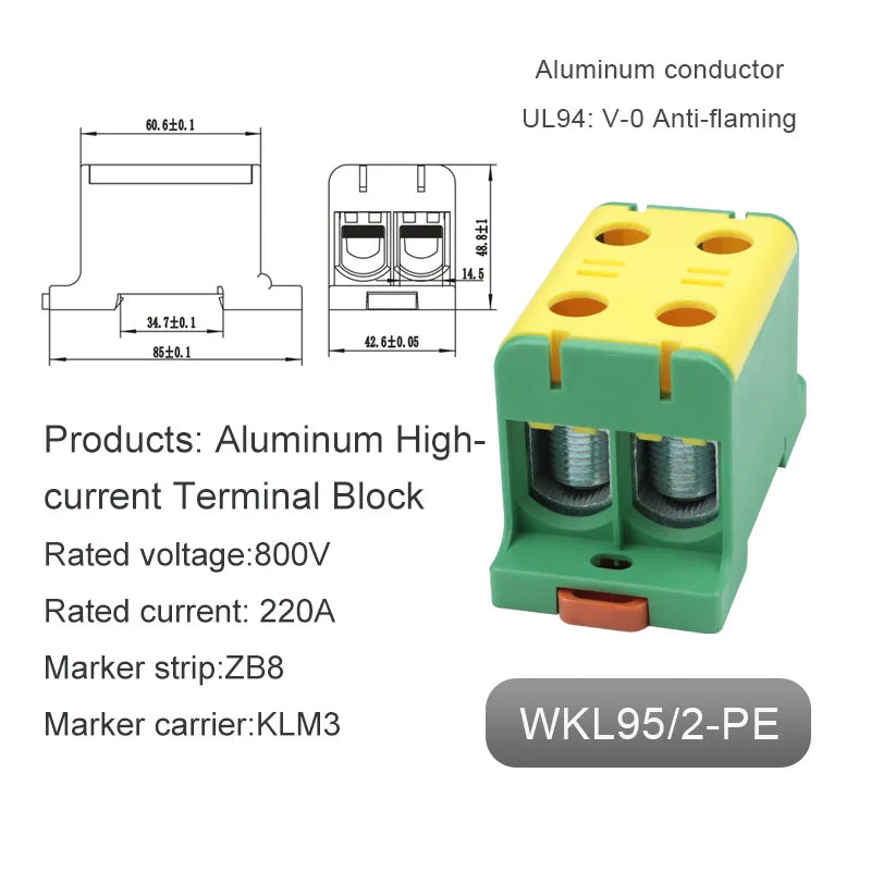 Aluminum Power Distribution Block WKL 50/95/150/240 mm² Cable Connector Din Rail Terminal Block Box WKL50/WKL95/WKL150/WKL240