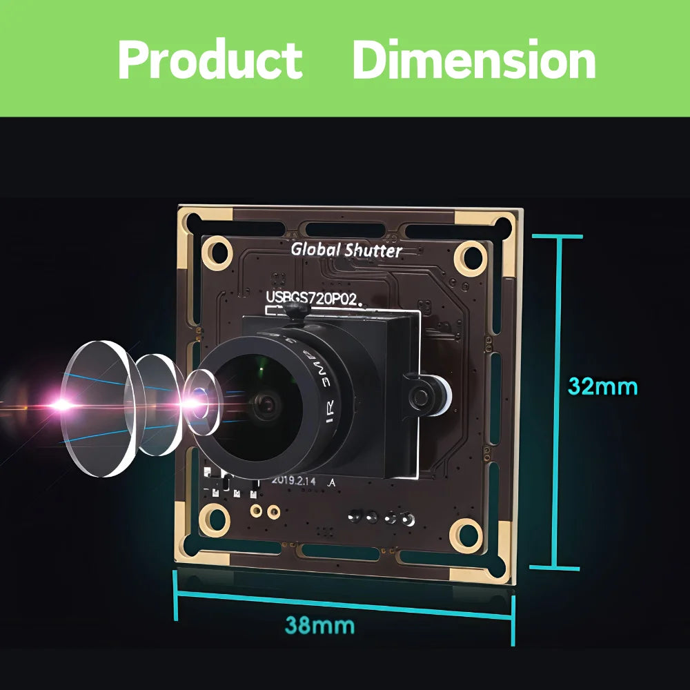 ELP Global Shutter USB Camera 60fps 720P HD AR0144 Sensor UVC Plug Play Industrial Webcam for Fast Moving Barcode Scanner Drone