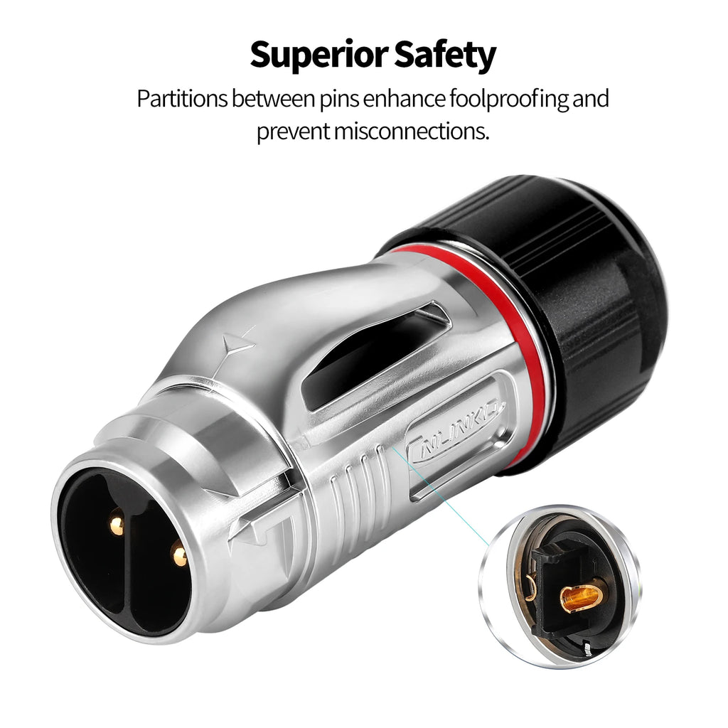 CNLINKO Waterproof Industrial BD20 Aviation Connector 2 3 4 5 7 9 12 14 Pin Plug and Socket Panel Mount Metal Wire Connectors