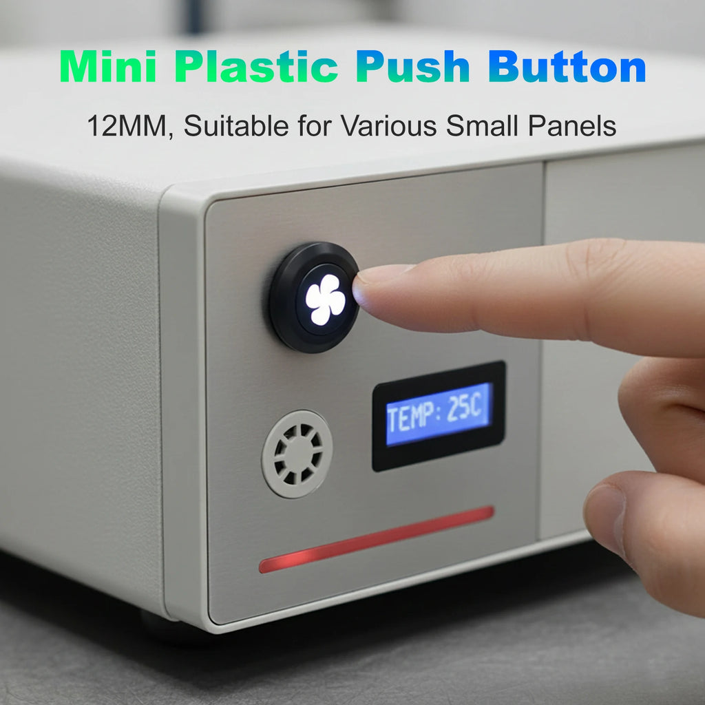12mm Plastic Push Button Switch IP65 Waterproof 12V 24V Pre-Wired Symbol LED Dash Indicator Switch for Car Marine Boat RV Truck