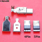 Cltgxdd 1Set Micro USB 4Pin 5PIN Male Connector Plug Metal Shell Welding Wire Data OTG Line Interface DIY Data Cable Plug