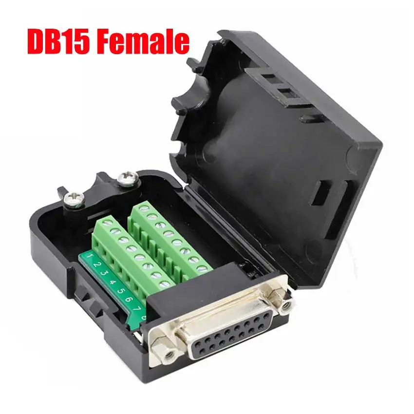 DB9 DB15 DB25 Connector D-SUB 9 15 25 Pin Male Female Plug RS232 RS485 Breakout Terminals 21-24 AWG Wire Solderless Connectors