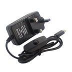 5V 3A Power Supply with ON/OFF Switch EU US UK Plug Charger USB Type-C Power Adapter for Raspberry Pi 4 Orange Pi Zero 3 / 3B