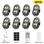 RGB LED Strobe Light Motorcycle LED Flash Wireless Remote Control Aircraft Airplane Helicopter Warning Lights with USB Charging