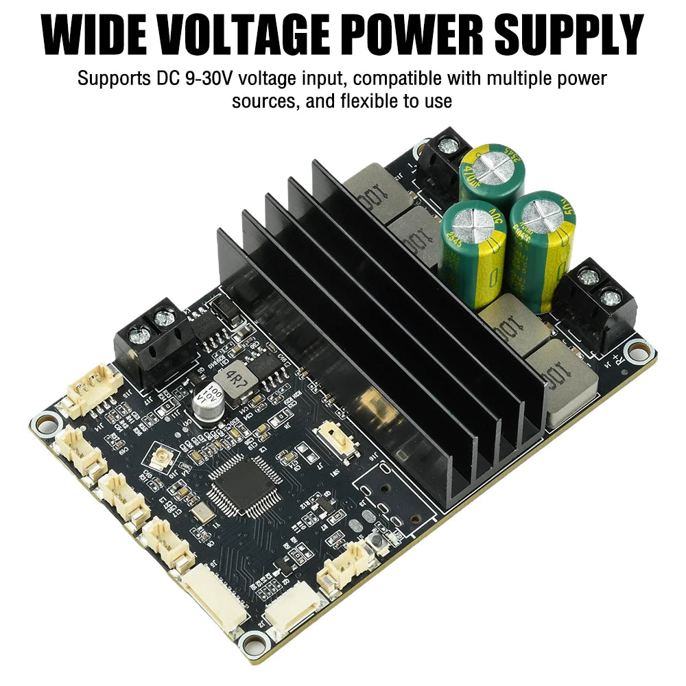 DC 9-30V Bluetooth Power Amplifier Module 2×100W Dual Channel APP Tuning Audio Board for Home Outdoor Speaker DIY Audio Upgrade