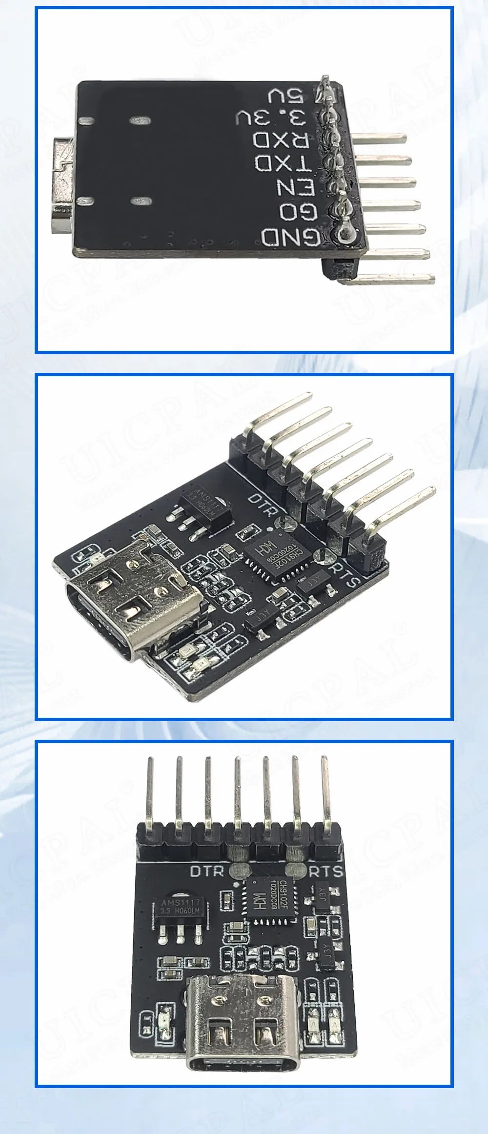 CH9102F Downloader Module Chip Program Burning for ESP32 MINI TYPE-C USB to UART RS232 RS485 Serial Port Download 7Pin
