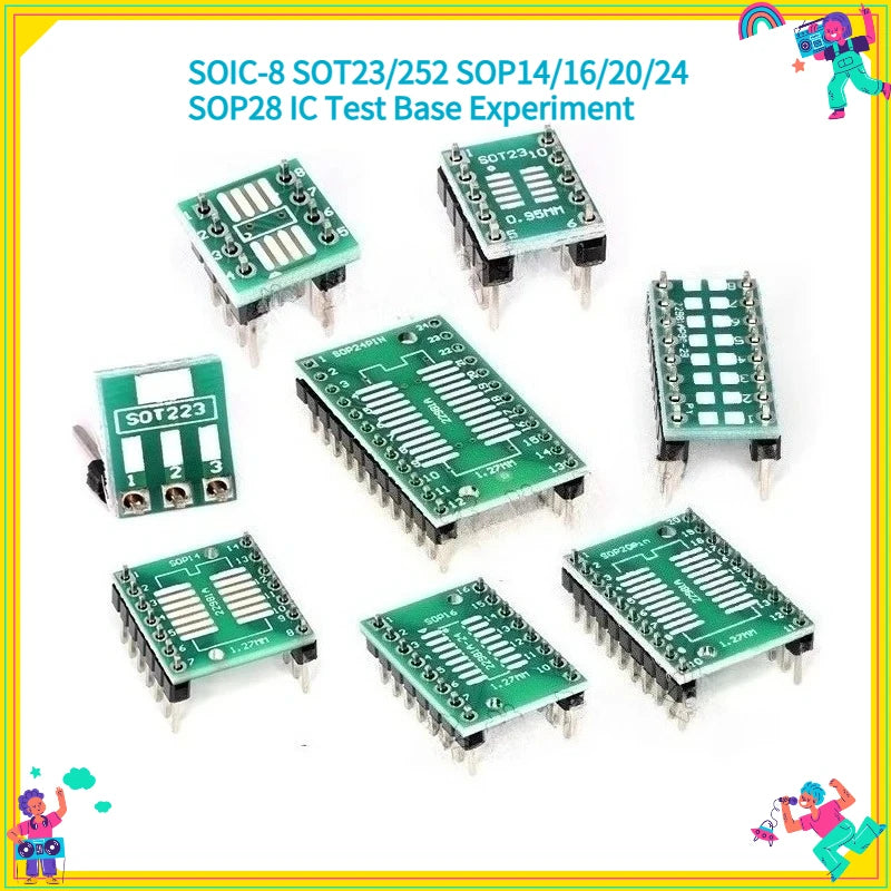 5PCS PCB Board SMD Turn To DIP Adapter Converter Plate SOP 8/16/14/20/24/28P SOT89 SOT23 SOT223 TO DIP SOP/MSOP/TSSOP