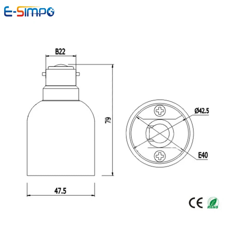1pc B22 To E40/E39 PBT High Temp Resist Bayonet Mogul LED Highbay Lamp Base Bulb Holder Light Socket Adapter Extender Convrter