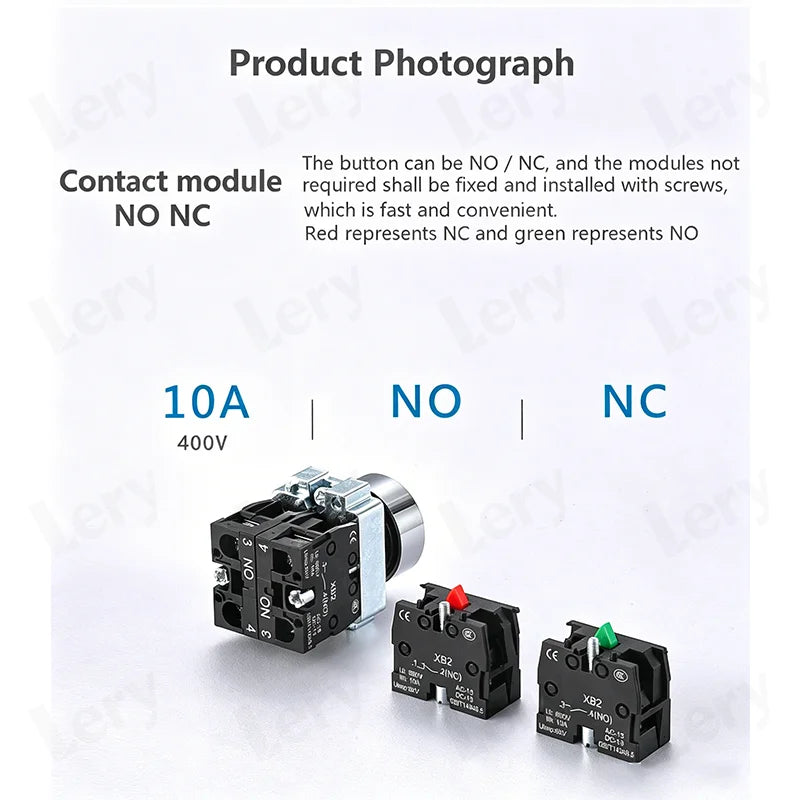 1Pcs XB2-BG21 XB2-BA31 XB2-BS54 22mm Knob Key Start Inching Power on Button Switch Self Reset Small Mushroom Head Emergency Stop