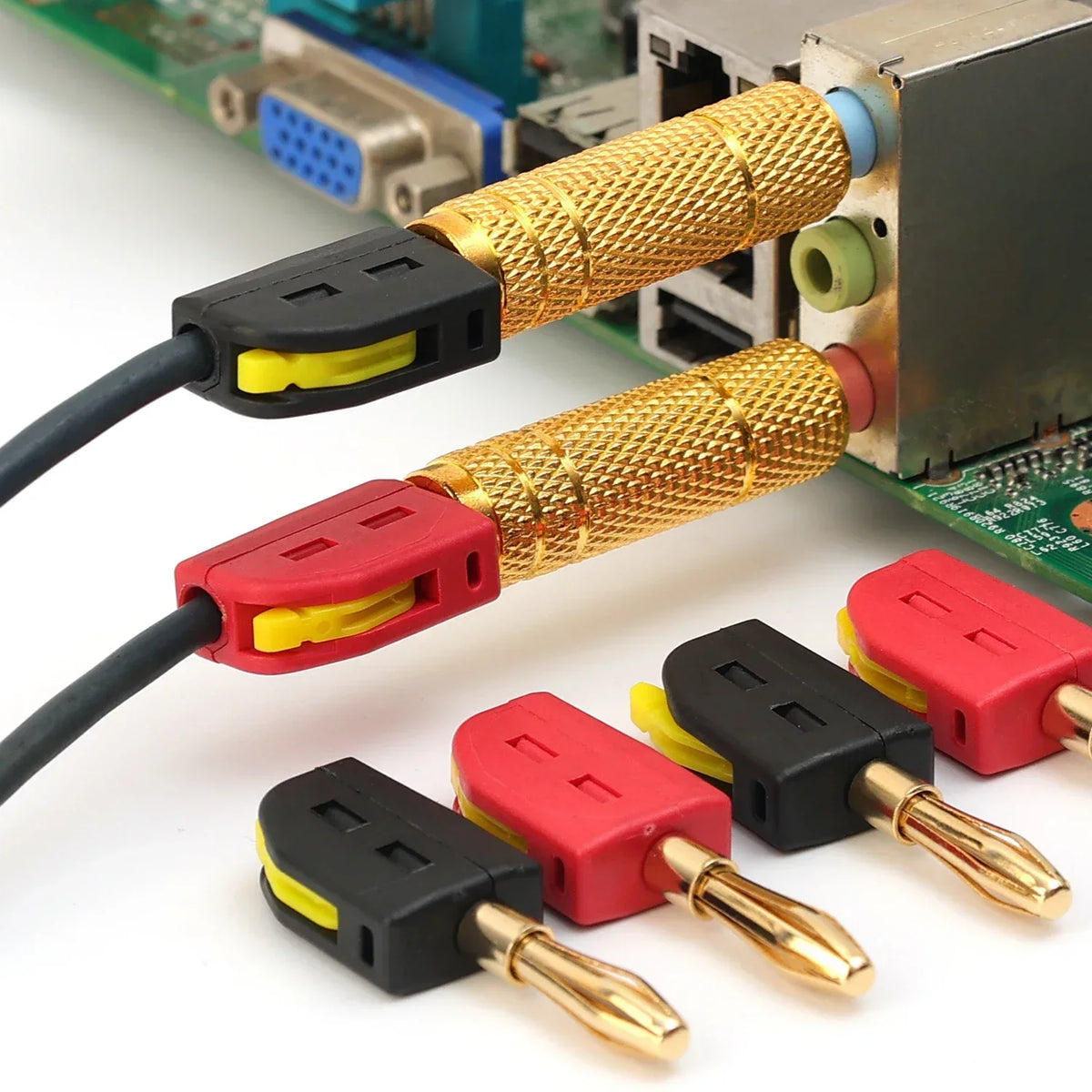 Portable 32A 4mm Banana Plug Solderless Quick Connect High Current Gold-Plated Banana Connectors Audio Copper Speakers Amplifier