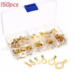 150Pcs M3/M4/M5/M6/M8/M10 Ring-Terminal Wire Quick Connector Terminal Brass Crimp Terminal Assorted Kit
