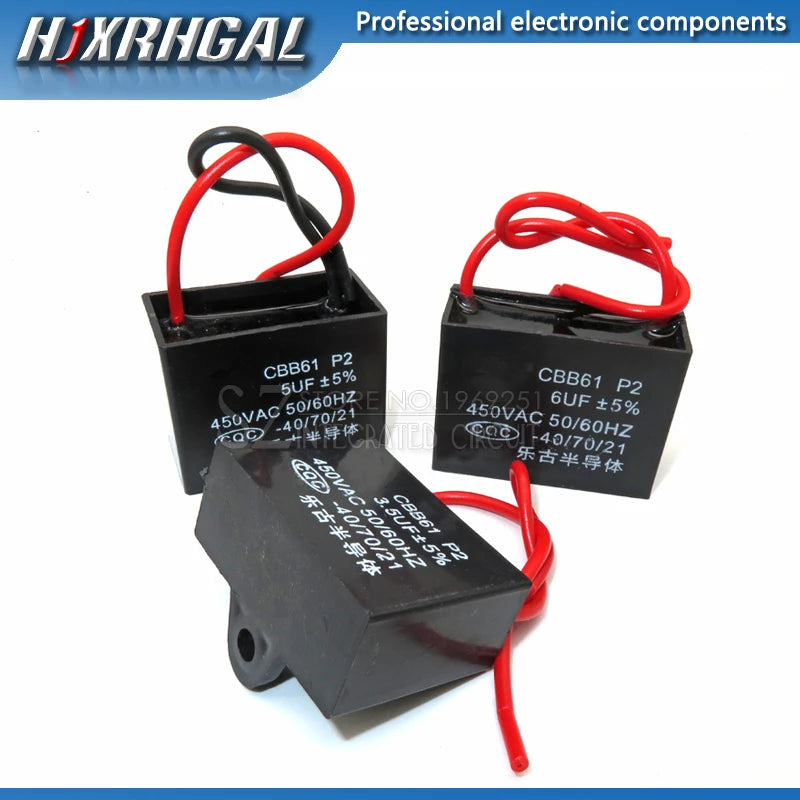 1PCS CBB61 1UF 1.5UF 2UF 2.5UF 3UF 3.5UF 4.5UF 10UF 20UF start capacitor hanging Fan soot motor air conditioner 450VAC hjxrhgal