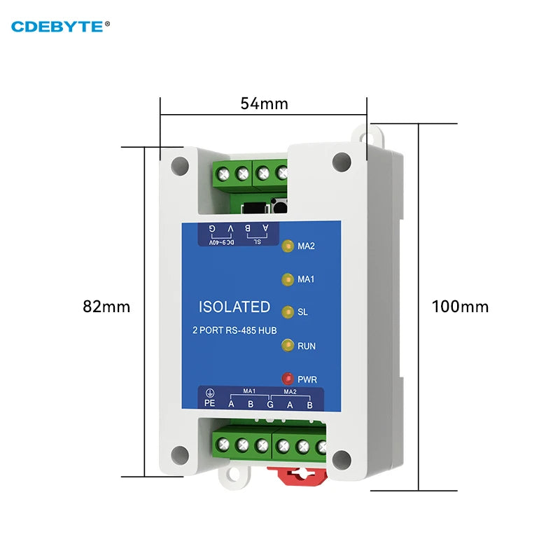 Industrial 2way Cache Type RS485 to 1way RS485 Hub DC 8~28V Optical Isolation Multi to one Hub CDEBYTE E810-R21 ESD Protection