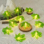 1PC Green Maple Leaf LED String Light,Battery-Powered Fairy Light,Decorative Lighting For Indoor/Outdoor Camping,Fence,Yard,Lawn