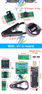 CH341B CH341 24 25 Series EEPROM Flash BIOS USB Programmer Module SOIC8 SOP8 Test Clip For EEPROM 93CXX / 25CXX / 24CXX DIY KIT