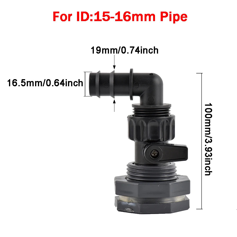 Rain Barrel Overflow Kit, 3/4 Inch Rain Barrel Valve, Barbed Fittings Connectors Tee Elbow Water Pipe Fittings