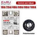 EARU SSR-10VA/25VA SSR-40VA SSR Solid State Relay Voltage Regulator AC 24V-380V Output Potentiometer PID Temperature Controller