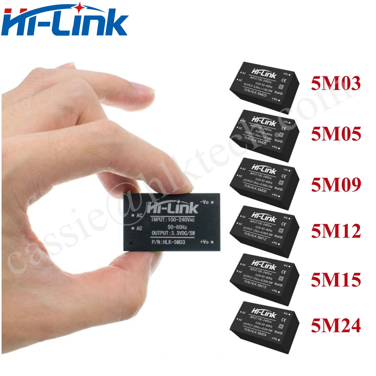 Hi-Link HLK-5M05 10pcs/lot HLK-5M12 AC-DC 220V to 5V 3.3V 12V 5V 700mA Power Supply Module AC DC Step Down Buck Module
