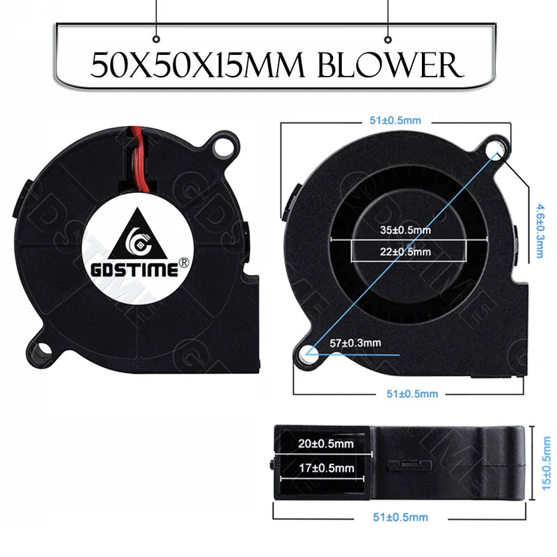 Gdstime 4010 24V Blower 12V 5V Cooler Fan 5015 Radial Fan 50x15MM Turbine Cooling Fan 30MM Micro Fan for 3D Printer Part Cooling