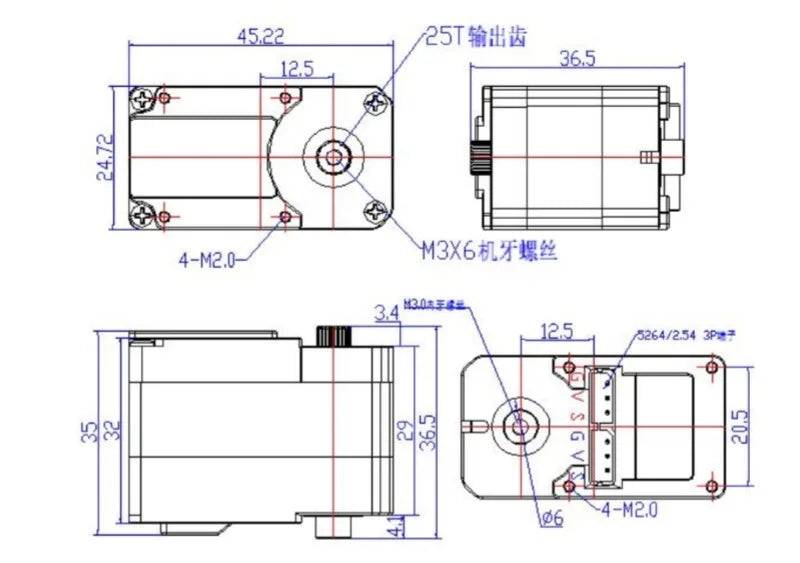 Torque Control 50Kg.cm Full Metal Douoble Shaft TTL Robot Servo Motor Feetch HL3950M Robot Servo For Robot Fixture Grip Robotic