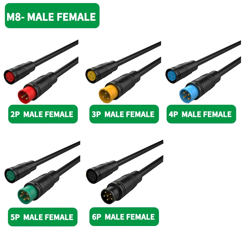5/10/100 Sets M6/M8 Mini Ebike Display Connector Quick Plug Connecting Wires 2/3/4/5/6P Julet Sensor Connector With Cable 20CM