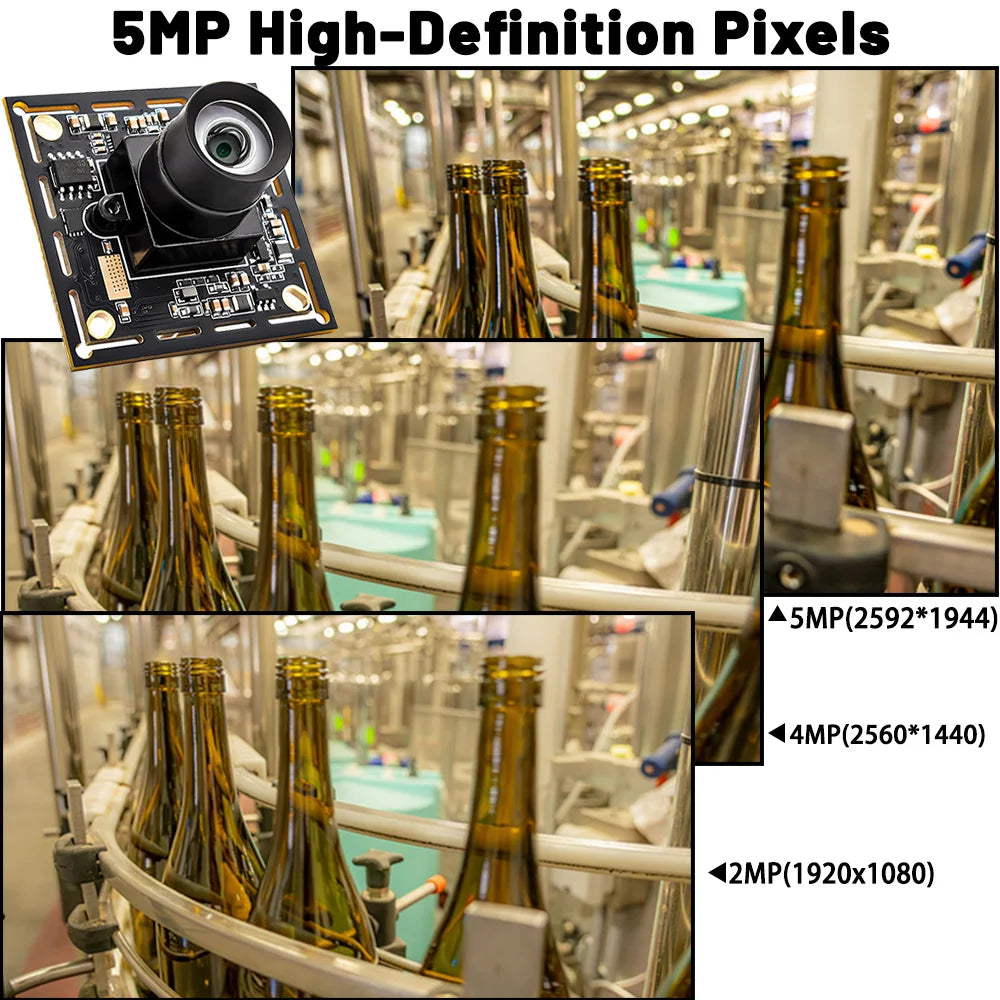5MP 50FPS Global Shutter USB Camera Module 1/2.5" With No Distortion Lens Machine Vision Industrial High-Speed Capture HD Camera