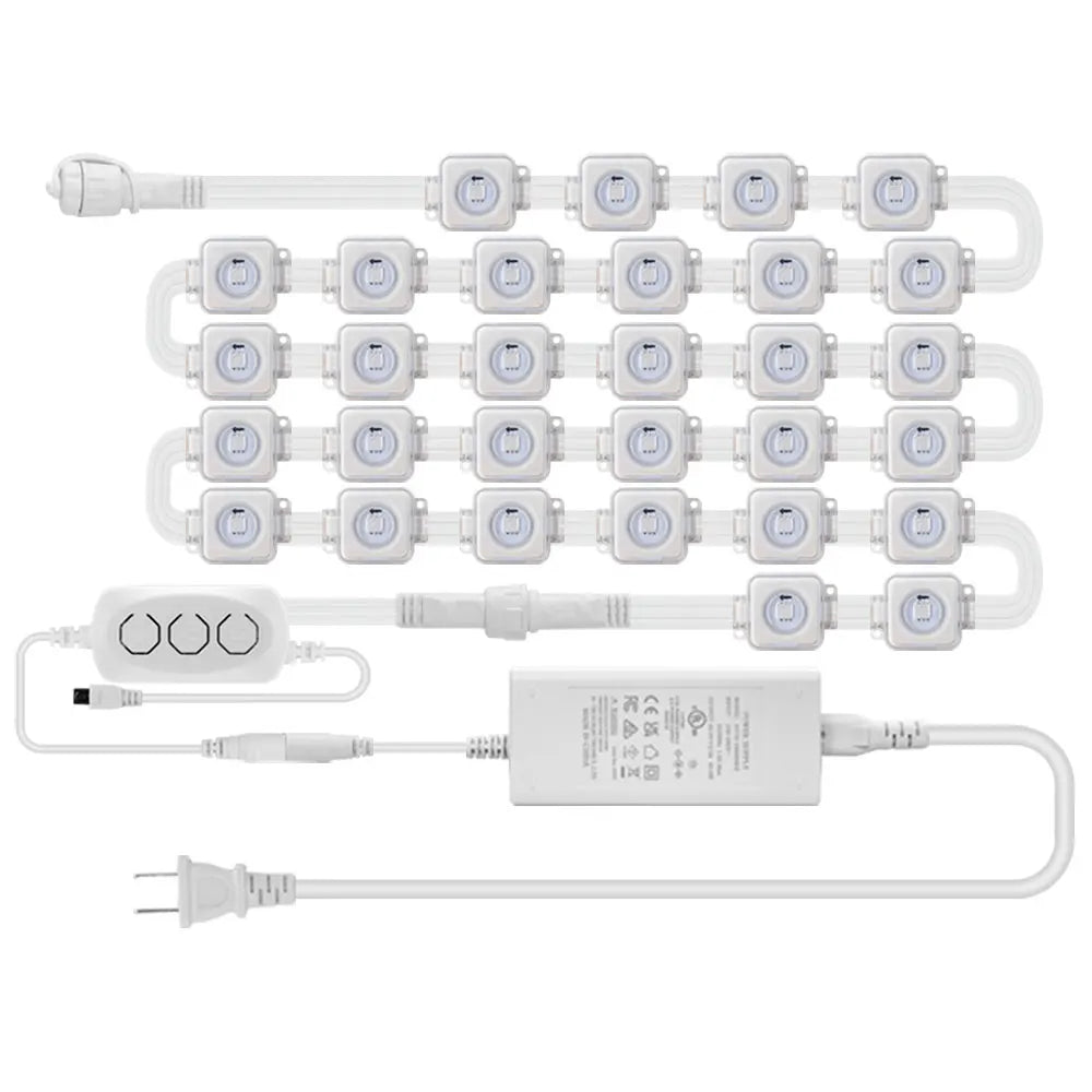 5054 16703IC(WS2812B WS2811) Outdoor Eaves LED Light String Kit 2.4G BEL+WIFI Controller Waterproof Light