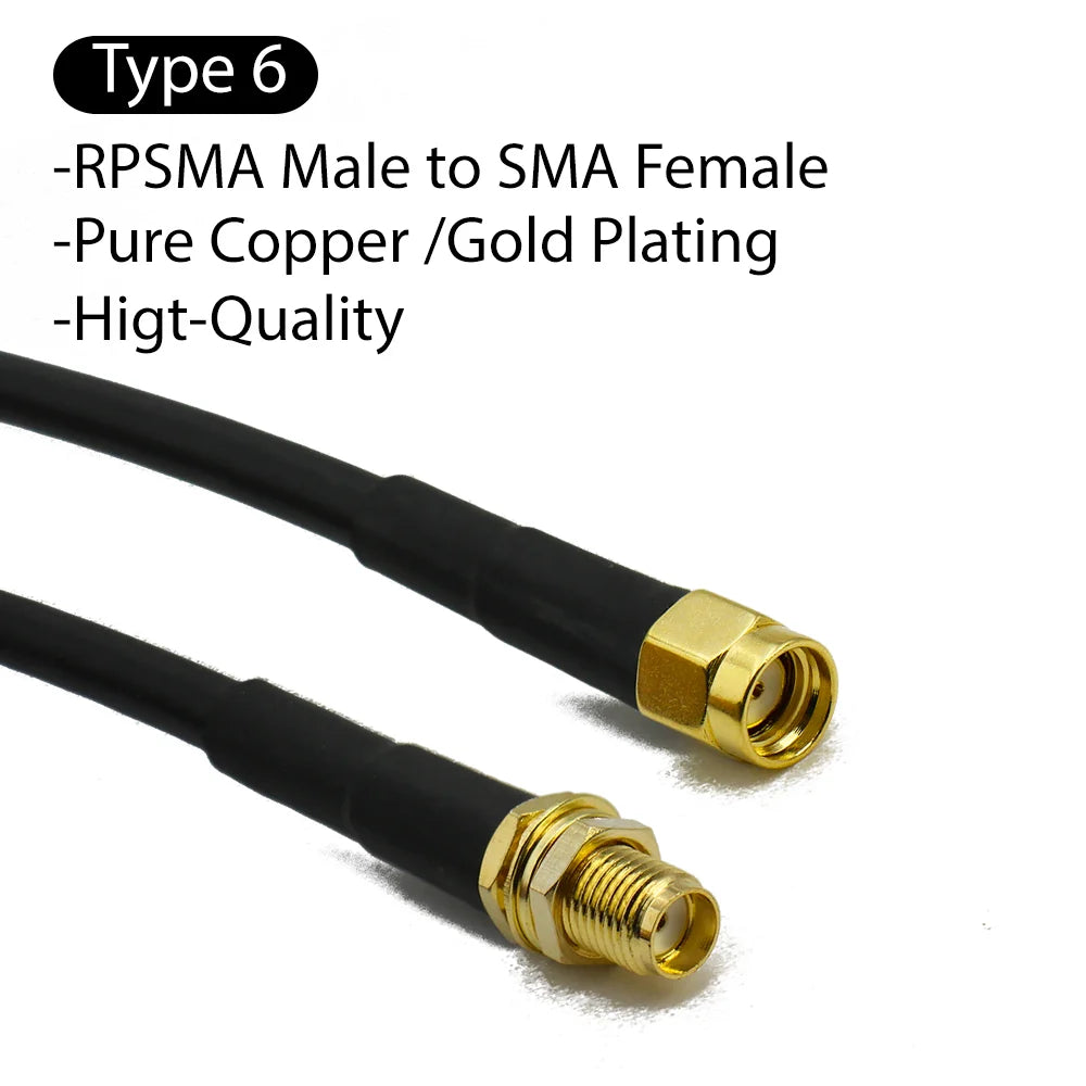 RG58 SMA Male to SMA Female 50ohm Coaxial Cable Low Loss RF Coax Assembly WiFi Antenna Extension Cable Connector Adapter Pigtail