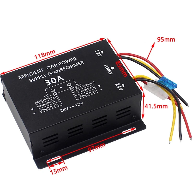24V to 12V Car Step-Down Power Converter for Truck Bus Subwoofer Refrigerator Modified Power Converter
