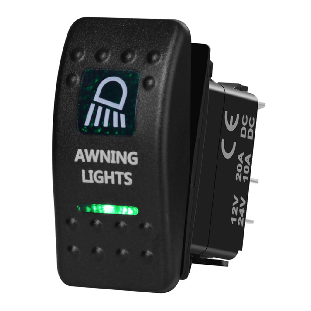 12V/24V Marine Rocker Switch Green LED SPST ON-OFF & DPDT ON-OFF-ON Momentary Toggle for 4x4 Off-Road RZR ATV ARB Carling Style