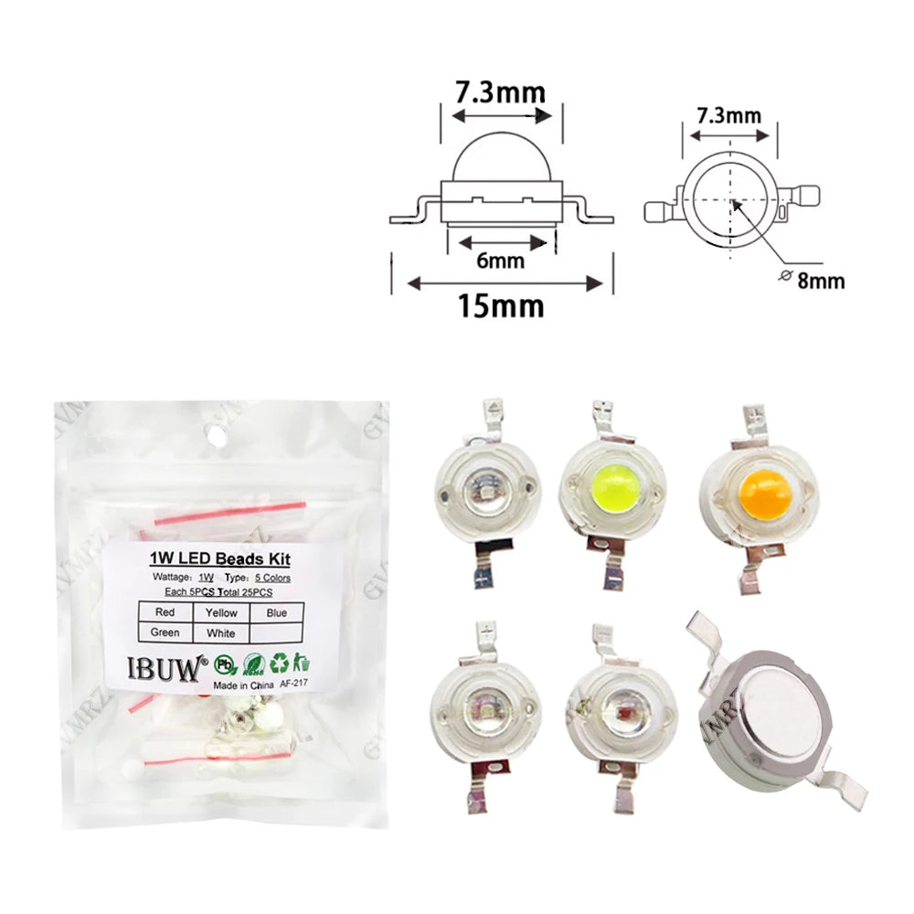 100pcs Green Blue White 5colors Each 20pcs 5730 5050 3528 1210 1206 0805 0603 0402 SMD LED Diode Kit Red  Yellow