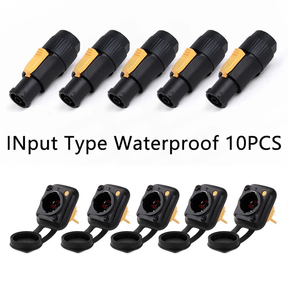 10pcs/5Sets New 3Pins Waterproof Locking Male Cable Plug+Female Chassis NAC3MPX or NAC3MX-W+NAC3FPX+Powercon Connector NAC3FX-W