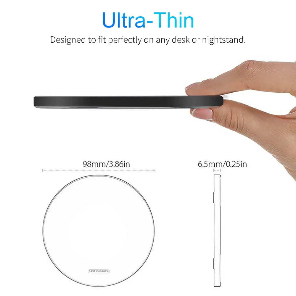 Wireless Charger Pad for iPhone 17 16 15 Pro Max Samsung Galaxy S26 S25 S24 Ultra-Thin Fast Wireless Induction Charging Station