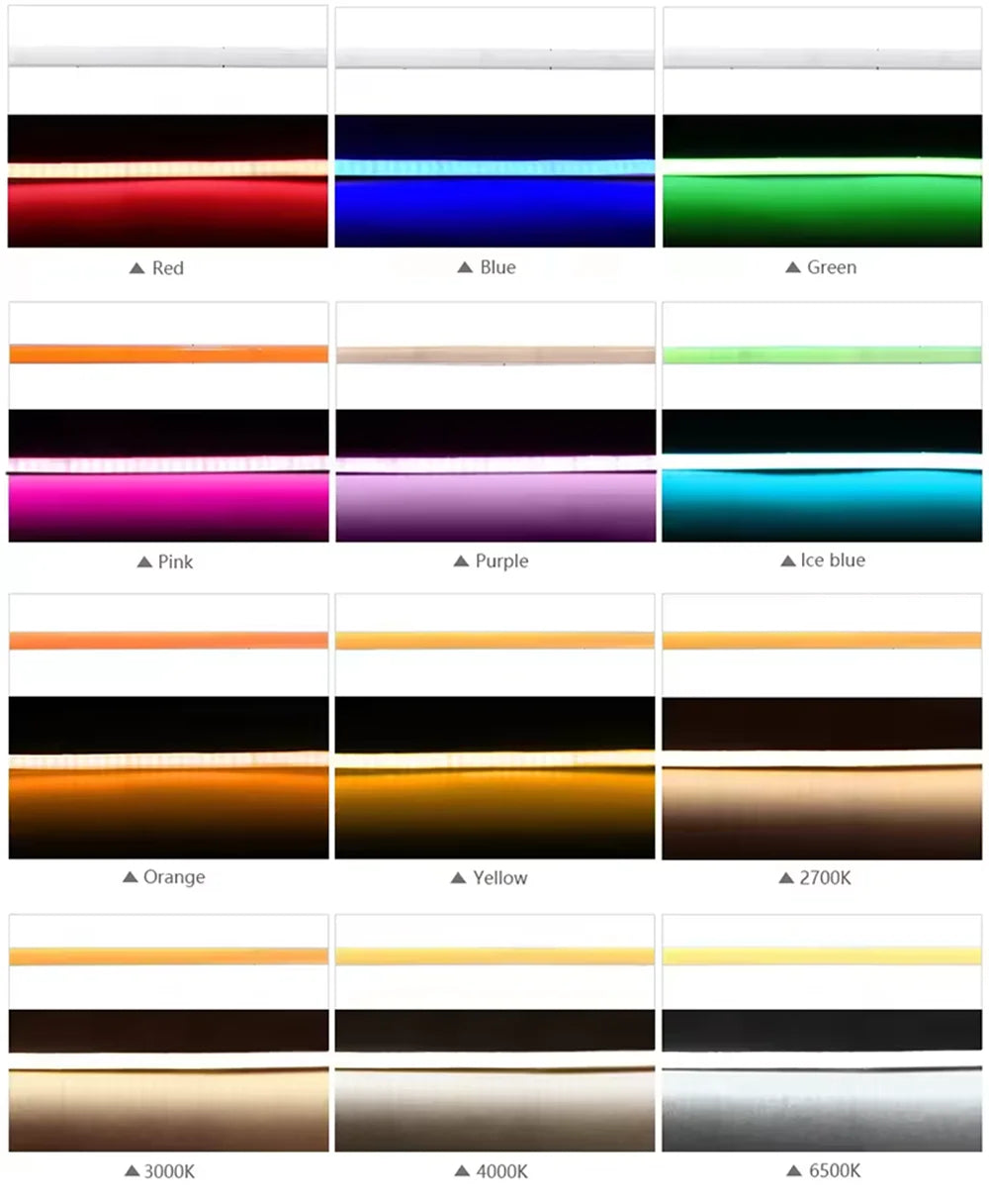 5V 12V 24V 3mm Ultra Narrow COB LED Strip 400LEDs LED Bar Lights for Car Lamp Orange 1800K 2000K Warm White 4000k Red 5m 10m 50m